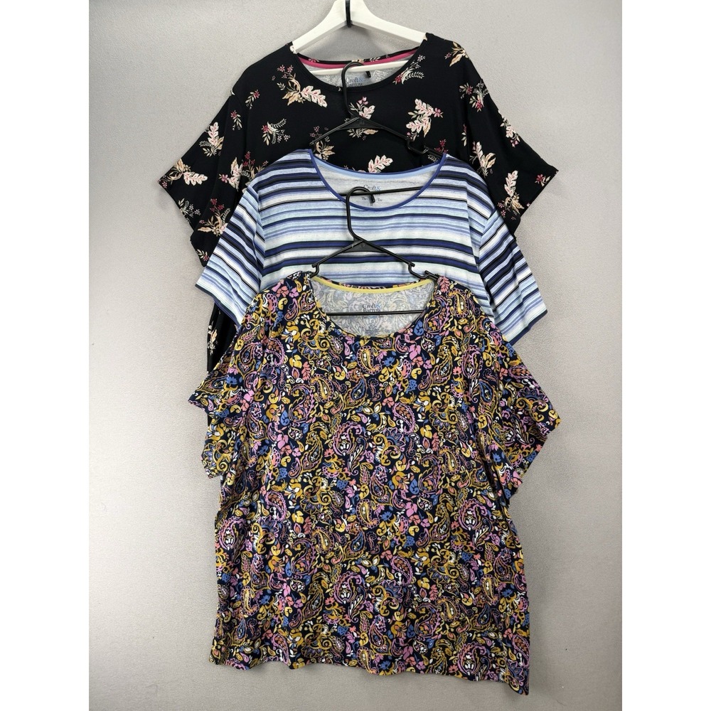 Croft & Barrow Womens Plus 3X Lot of 3 Short Sleeve Tees Floral Paisley Top